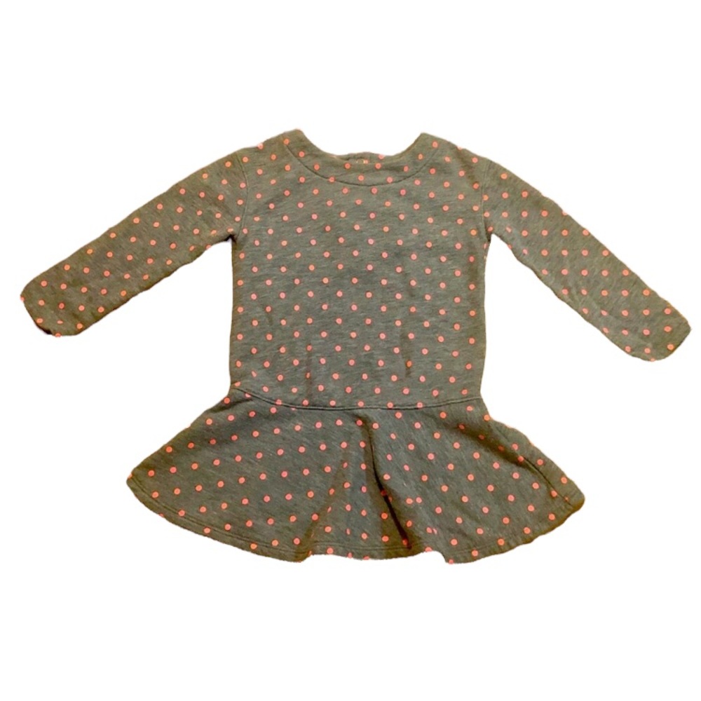 Cat & Jack Gray peplum top with pink polka dots, 3T - Picture 1 of 4